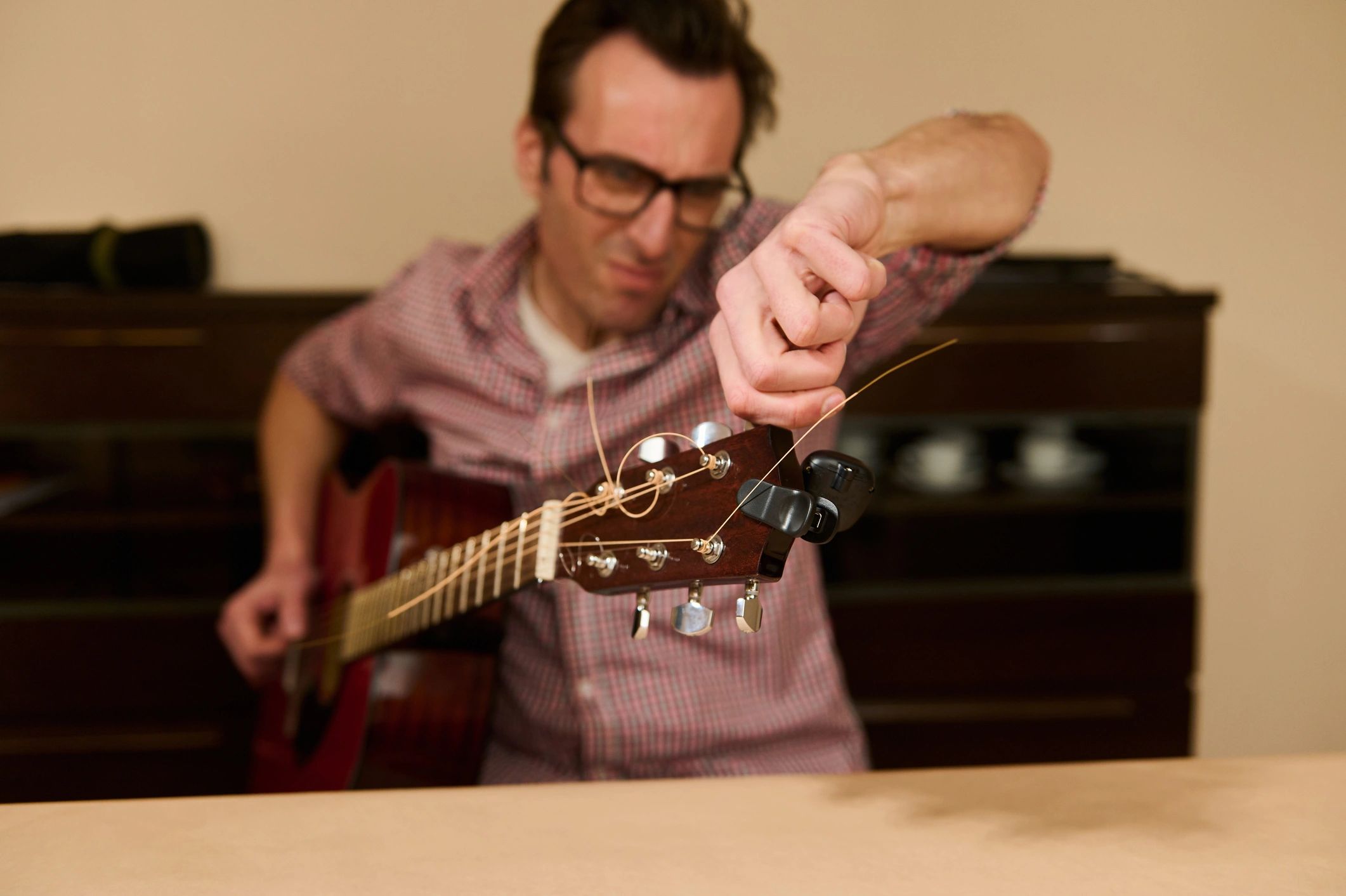 Guitar prep and backstage detail